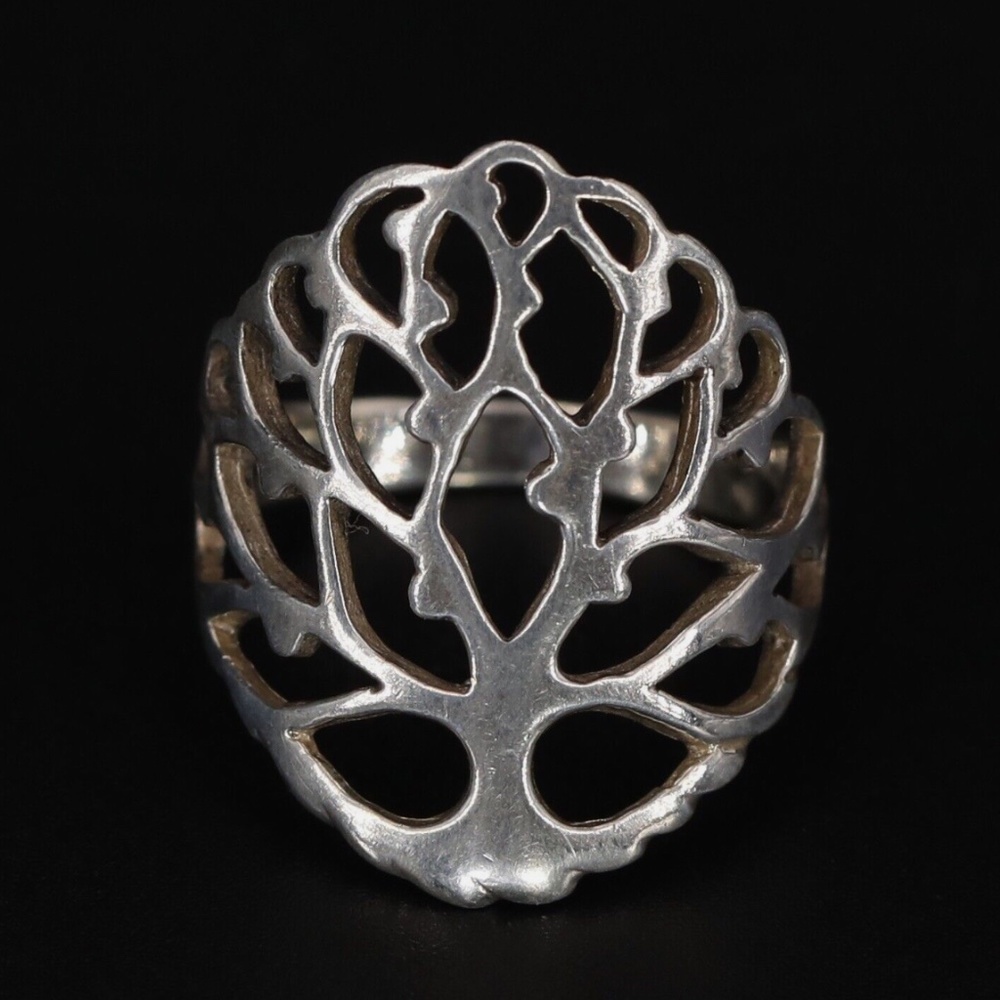 Sterling Silver Tree of Life Open Work Ring Size 8